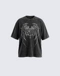 KIIKIO American Vintage Washed Gothic Print T-Shirt
