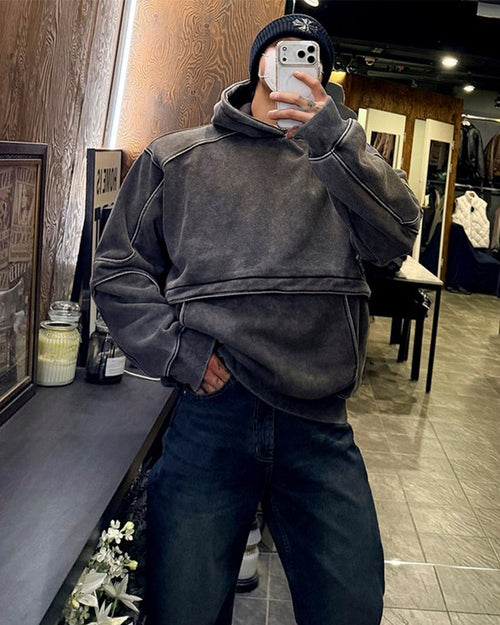 American Vintage Distressed Hooded Sweatshirt