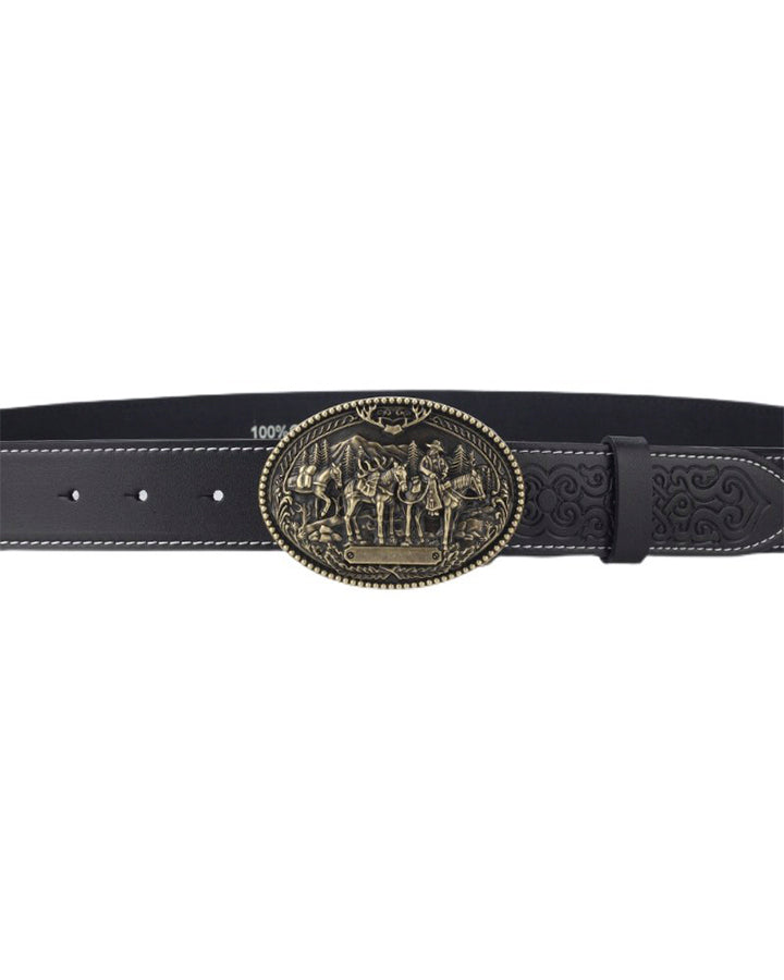 Embossed Western Leather Belt