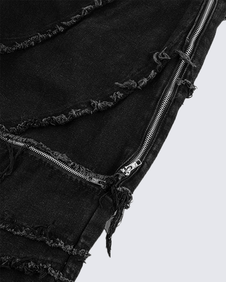 Gothic Spiral Distressed Convertible Jeans