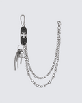 Cross Chain Pant Chain with Keychains - Silver Tone