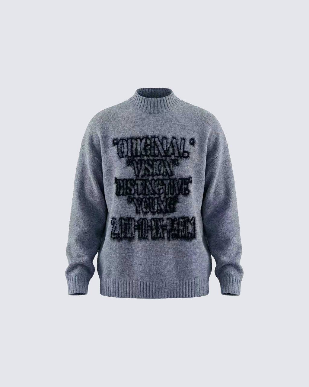 Retro Text Knit Crewneck Sweater
