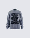 Retro Text Knit Crewneck Sweater