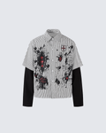 Gothic Graffiti Stripe Layered Shirt