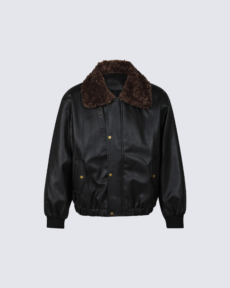 Vintage Mountain Eagle Detachable Leather Jacket