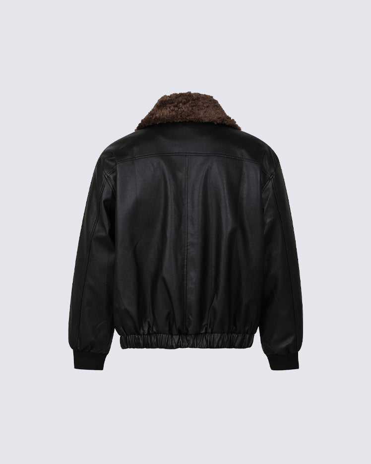 Vintage Mountain Eagle Detachable Leather Jacket