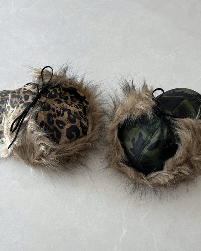 Leopard Camouflage Ear-Flap Baseball Cap