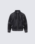 Hip-Hop Shoulder-Padded Denim Jacket