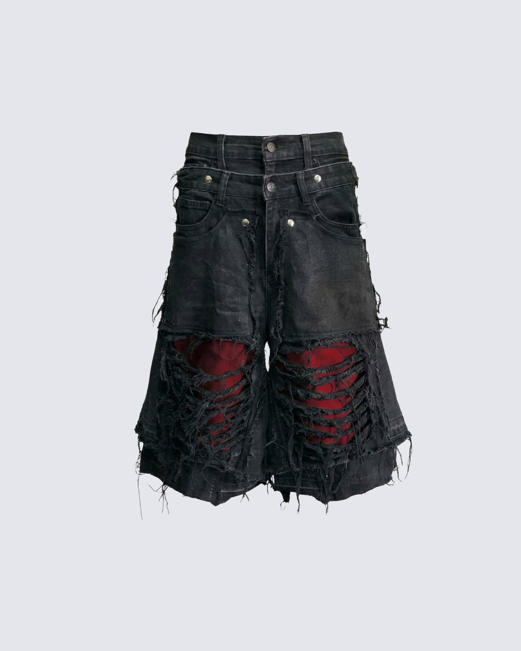 New Dark Ripped Black Denim Shorts
