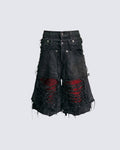 New Dark Ripped Black Denim Shorts