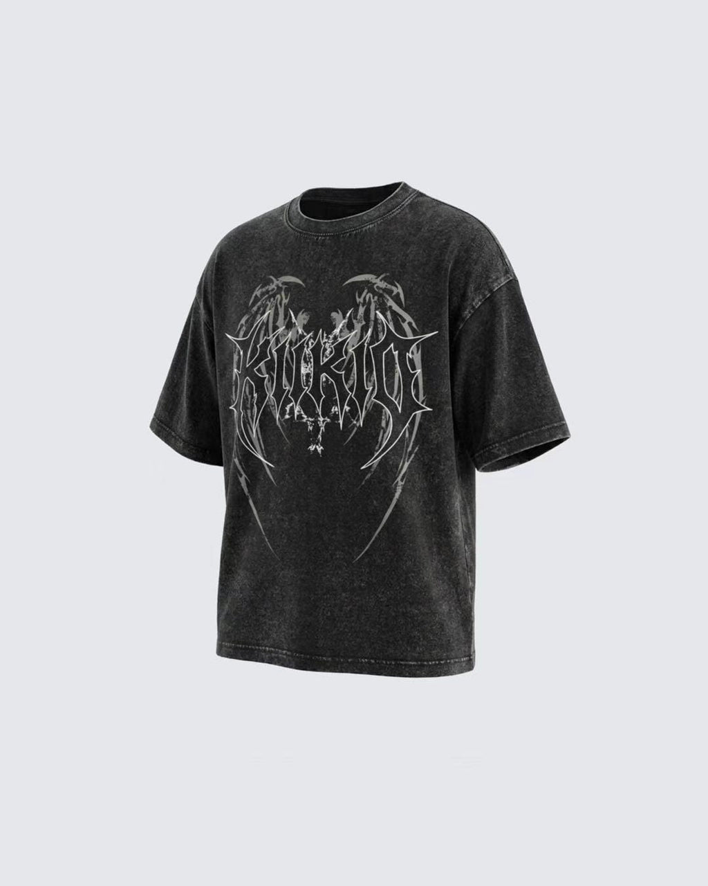 KIIKIO American Vintage Washed Gothic Print T-Shirt