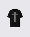Vintage Cross Rhinestone Black Short Sleeve T-Shirt