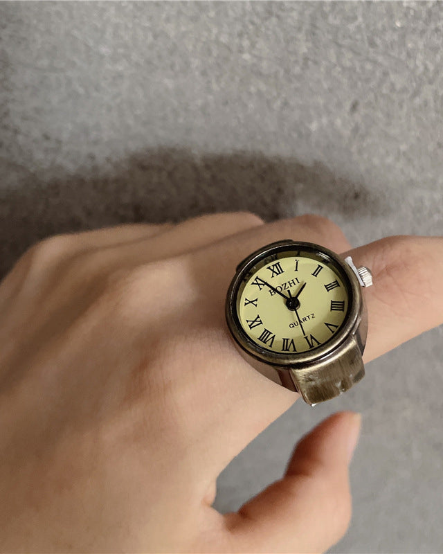 Punk-Inspired Quartz Watch Ring
