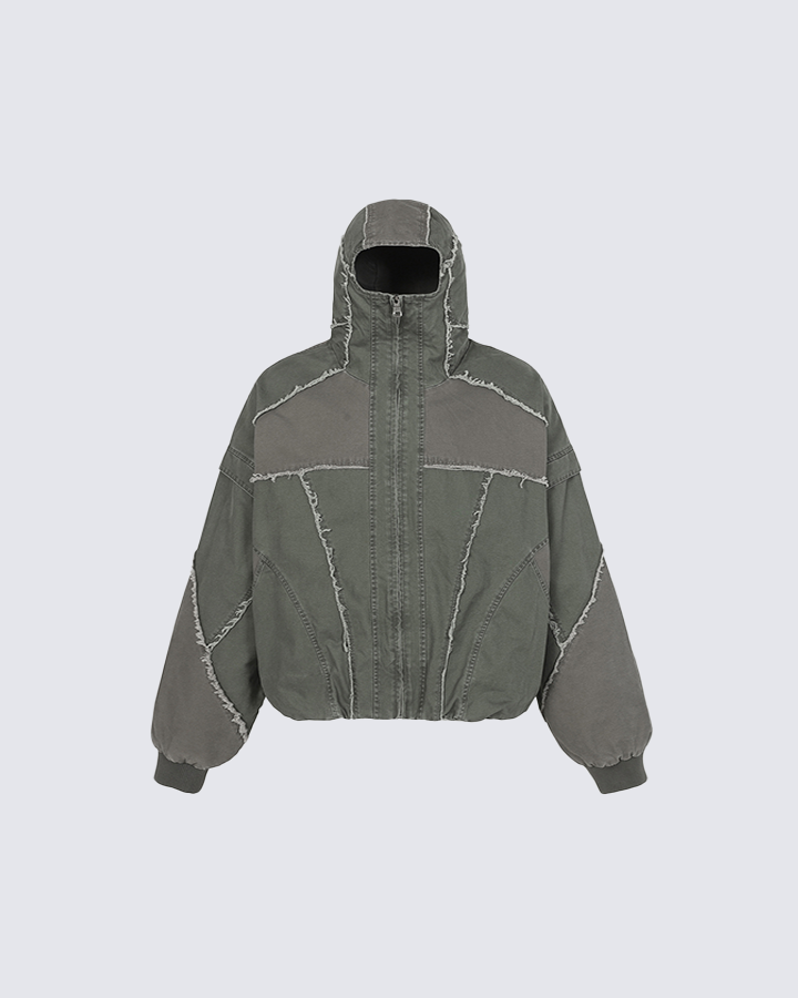 Deconstructed Patchwork Hooded Jacket