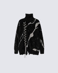 American Dark Aesthetic Distressed Turtleneck Sweater