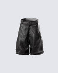 Relaxed Fit Washed Waxed Denim Shorts