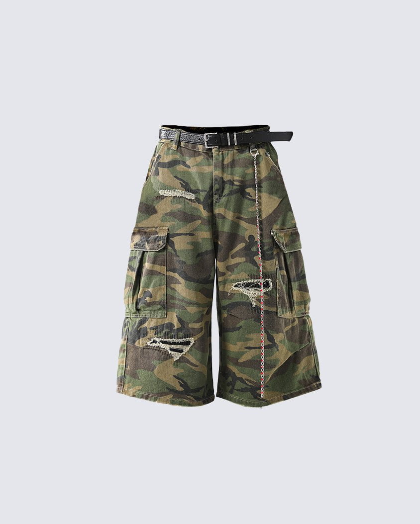 Vintage Camo 3/4 Cargo Shorts