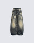 Vintage Washed Wide-Leg Denim Pants